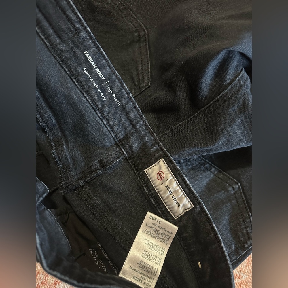 AG Adriano Goldschmied Farrah Boot high rise Jeans Raw Hem size 31 X 32 black - Picture 4 of 9